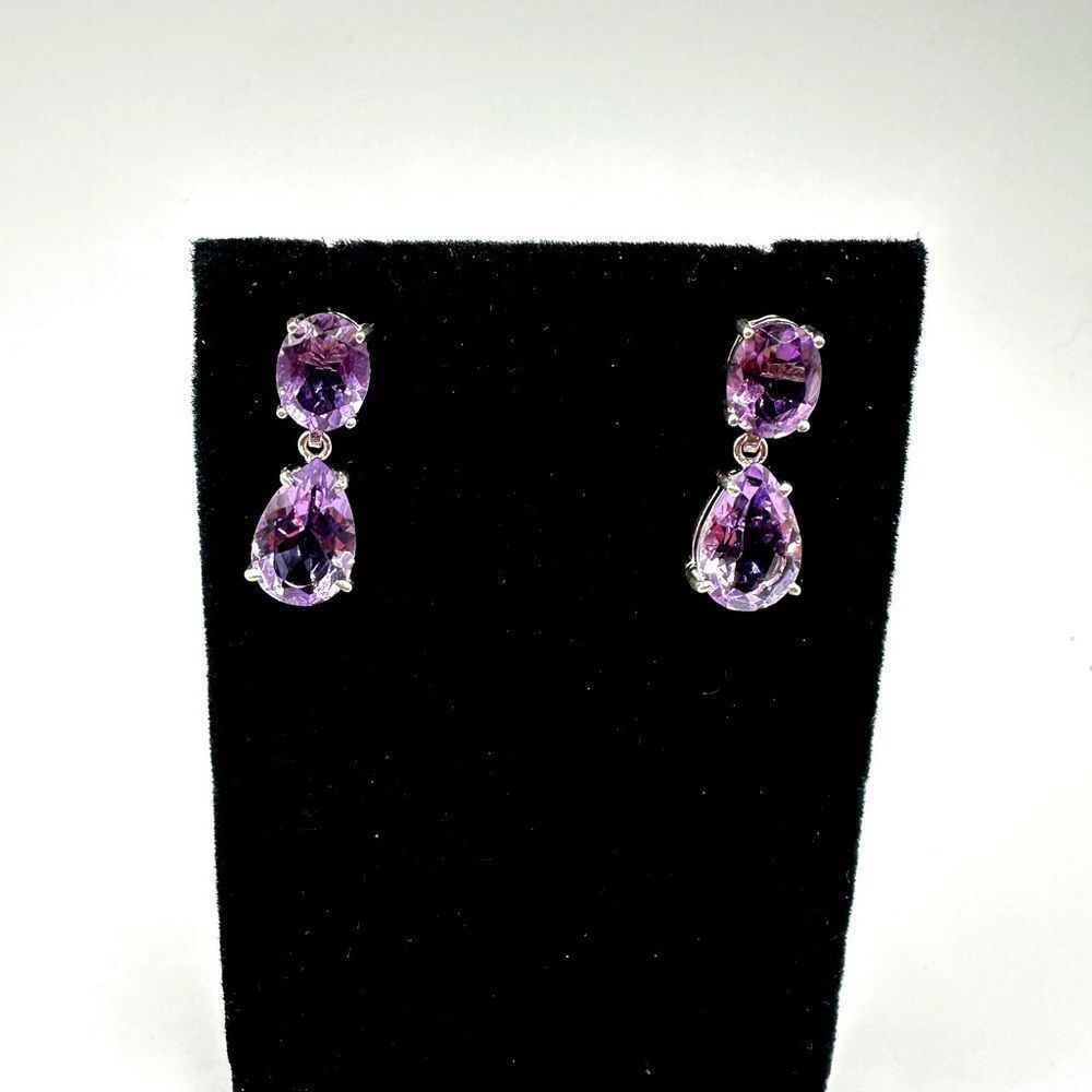 NWOT Stunning Faceted Amethyst dangle earrings set in sterling silver!